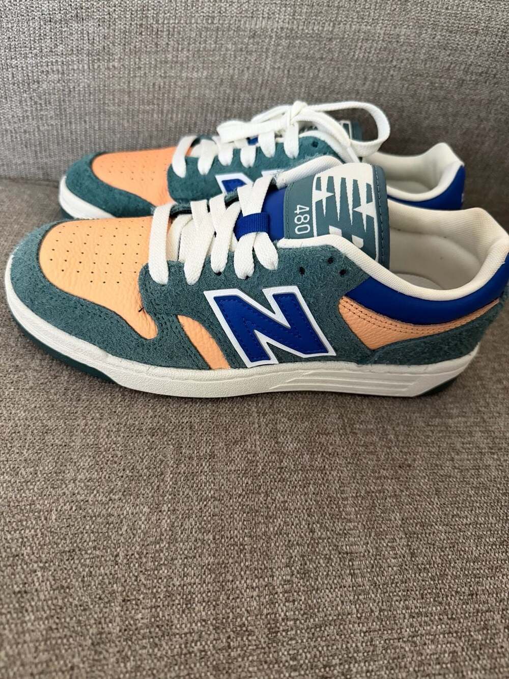 New Balance 480 Big Kid Green Orange Sneakers Size 5.5 GSB480GP